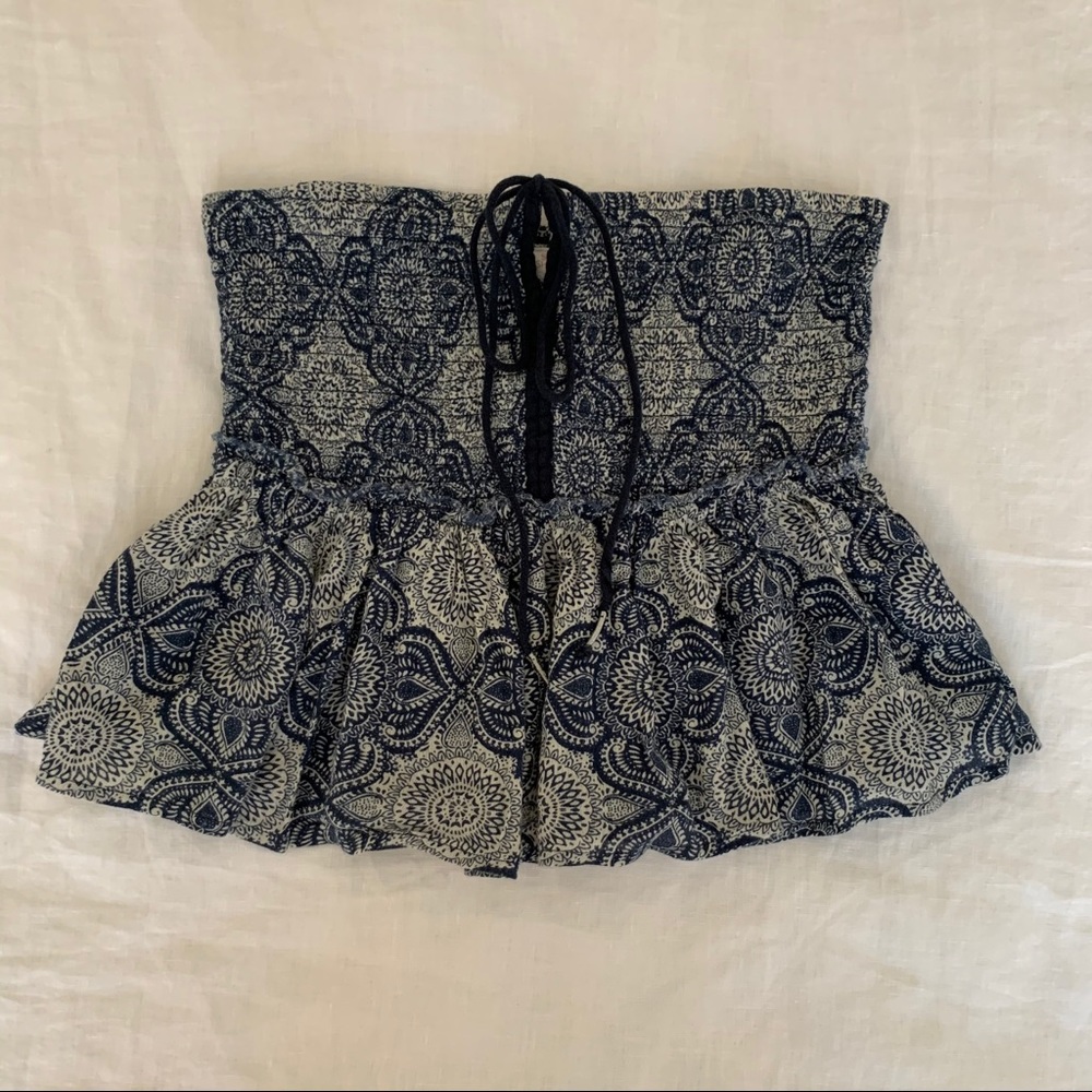 Strapless cotton blouse